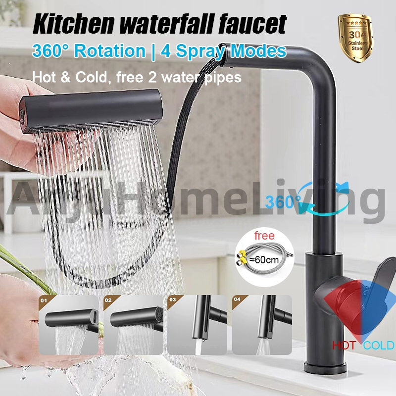 Hot/Cold Multi functional Faucet Sink Kitchen Faucet 304Stainless Pull ...