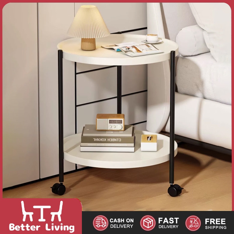 Sofa side table movable coffee table living room mini table with wheel ...
