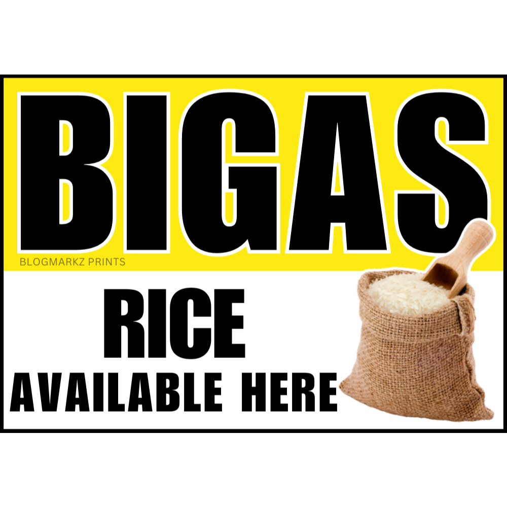 Bigas Rice Available Here Sign - Laminated Signage - A4 Size - Clean ...