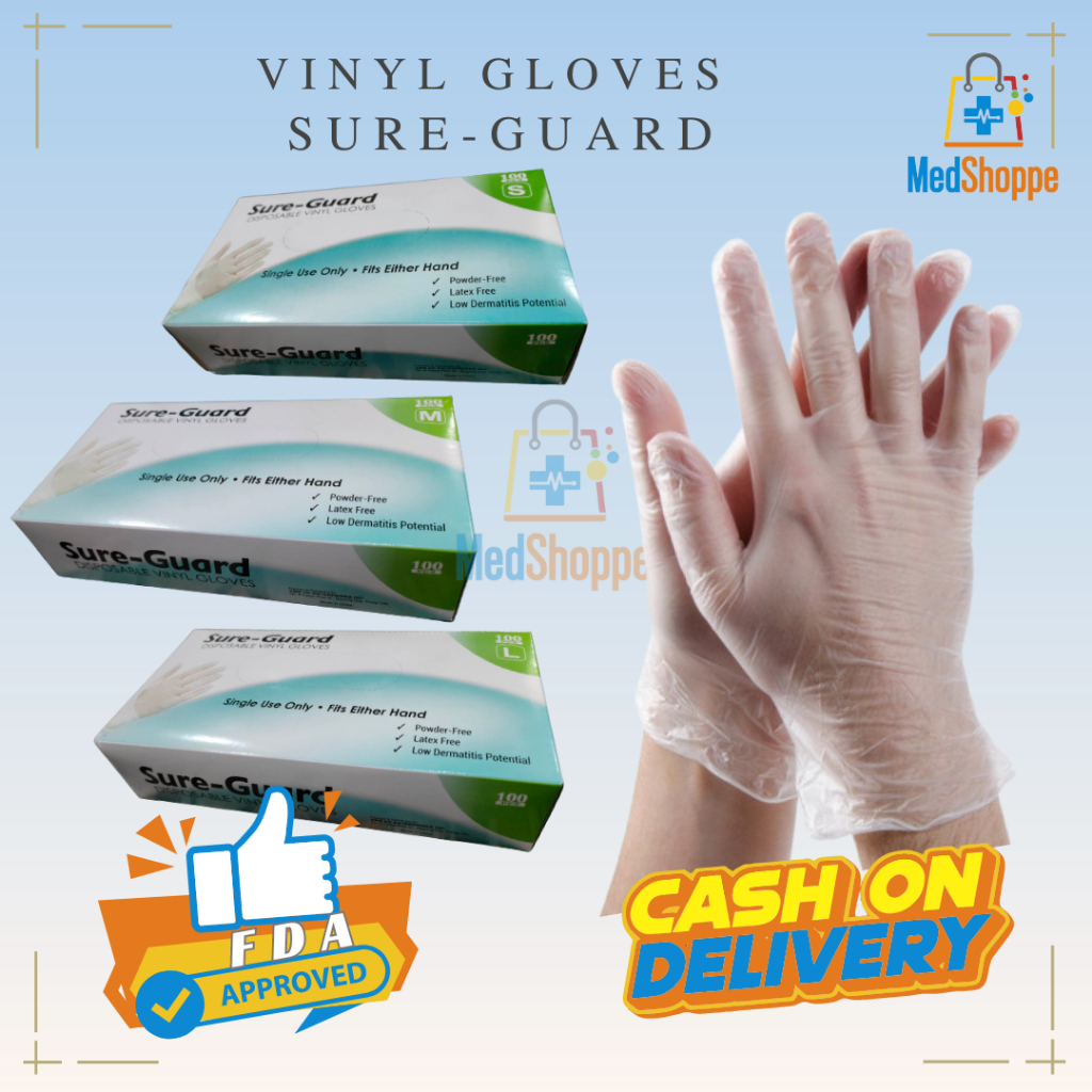 SURE-GUARD VINYL GLOVES (100PCS / BOX) | Shopee Philippines