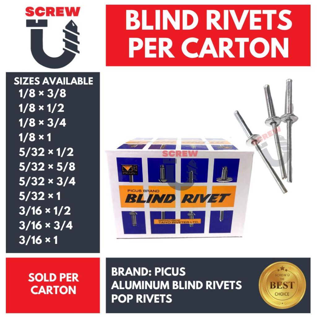 BLIND RIVETS BIG CARTON 1/8 | 5/32 | 3/16 | SOLD PER CARTON | Shopee ...