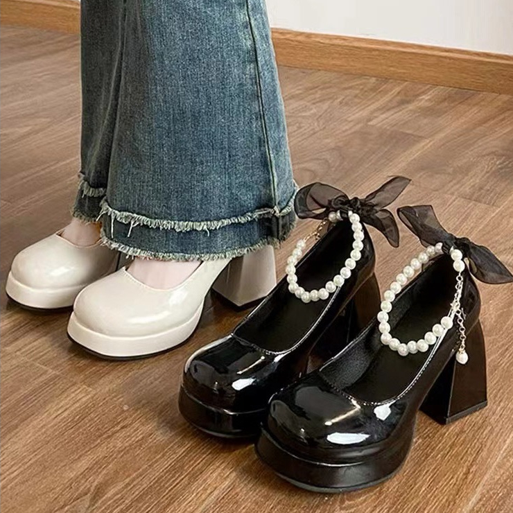 Korean Leather Block Heel Boots