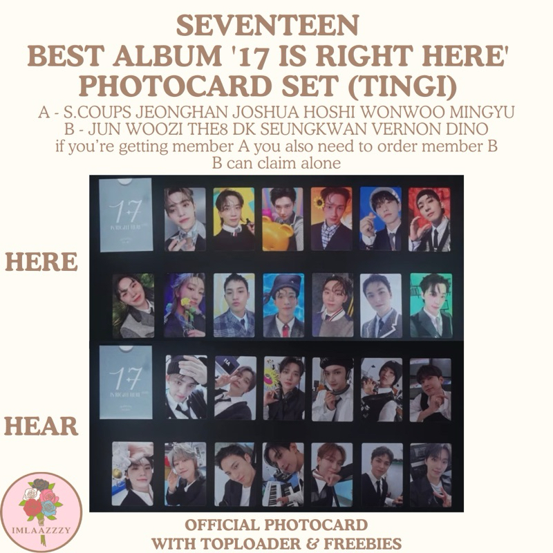 [ON HAND] SEVENTEEN BEST ALBUM '17 IS RIGHT HERE' Photocard Set (TINGI ...