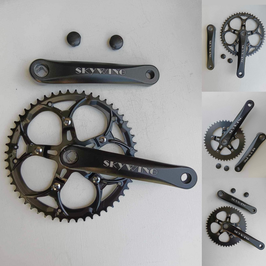 Aluminum Alloy Bicycle Single Speed Crankset For Fixie 44T 48T 52T Road ...