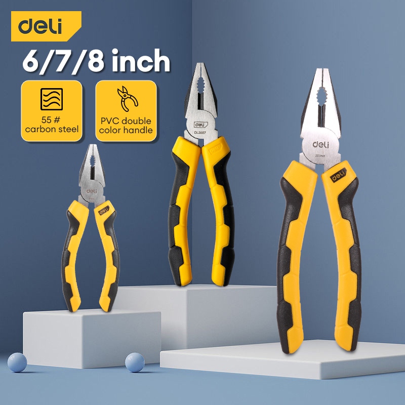 Deli Combination Pliers Linesman Pliers High-Carbon Steel Tiger Pliers 6"  7" 8" DL2006 DL2007 DL2008 | Shopee Philippines