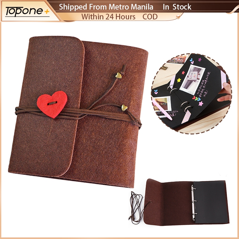 Family Photo Album Handmade DIY Felt Cover Vintage Scrapbook Photo