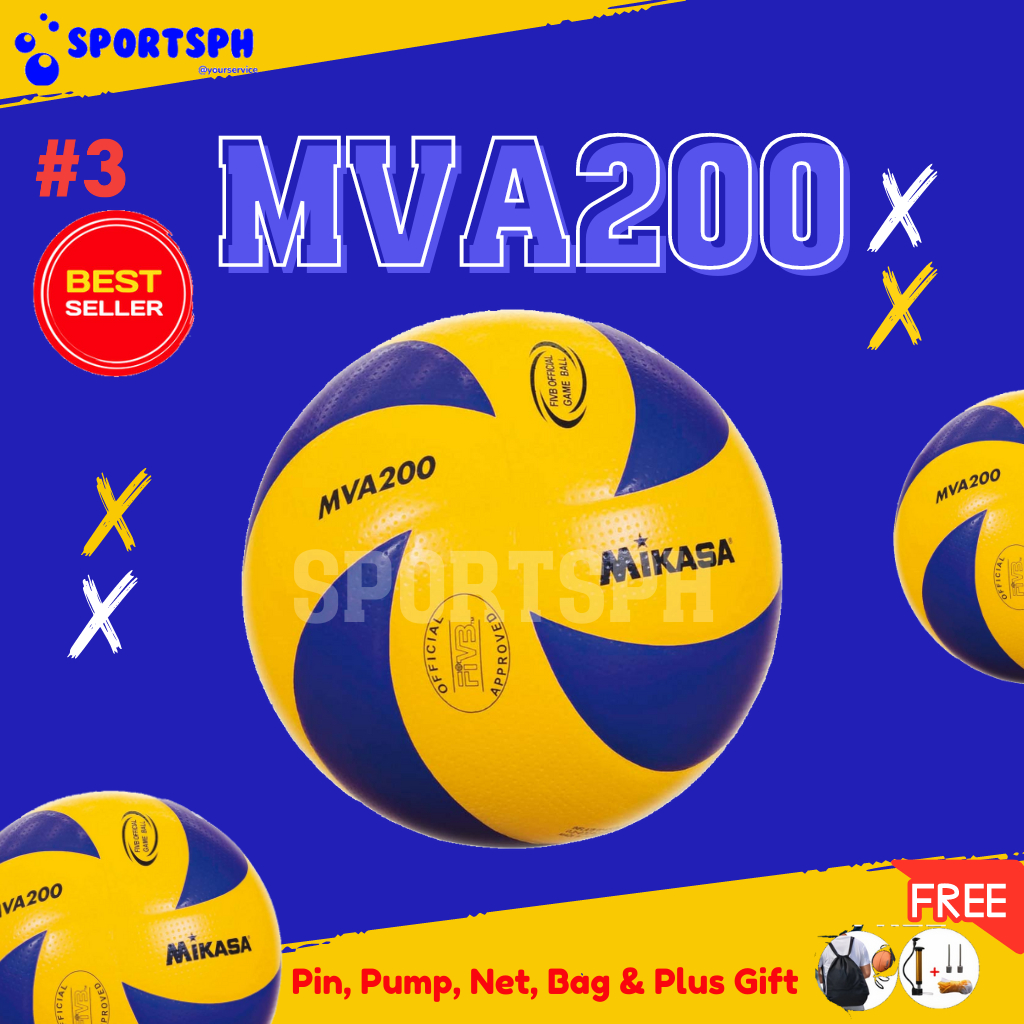 Ballon De Volley Mikasa MVA200 Taille 5 - Homologué FIVB, Bleu, Neuf
