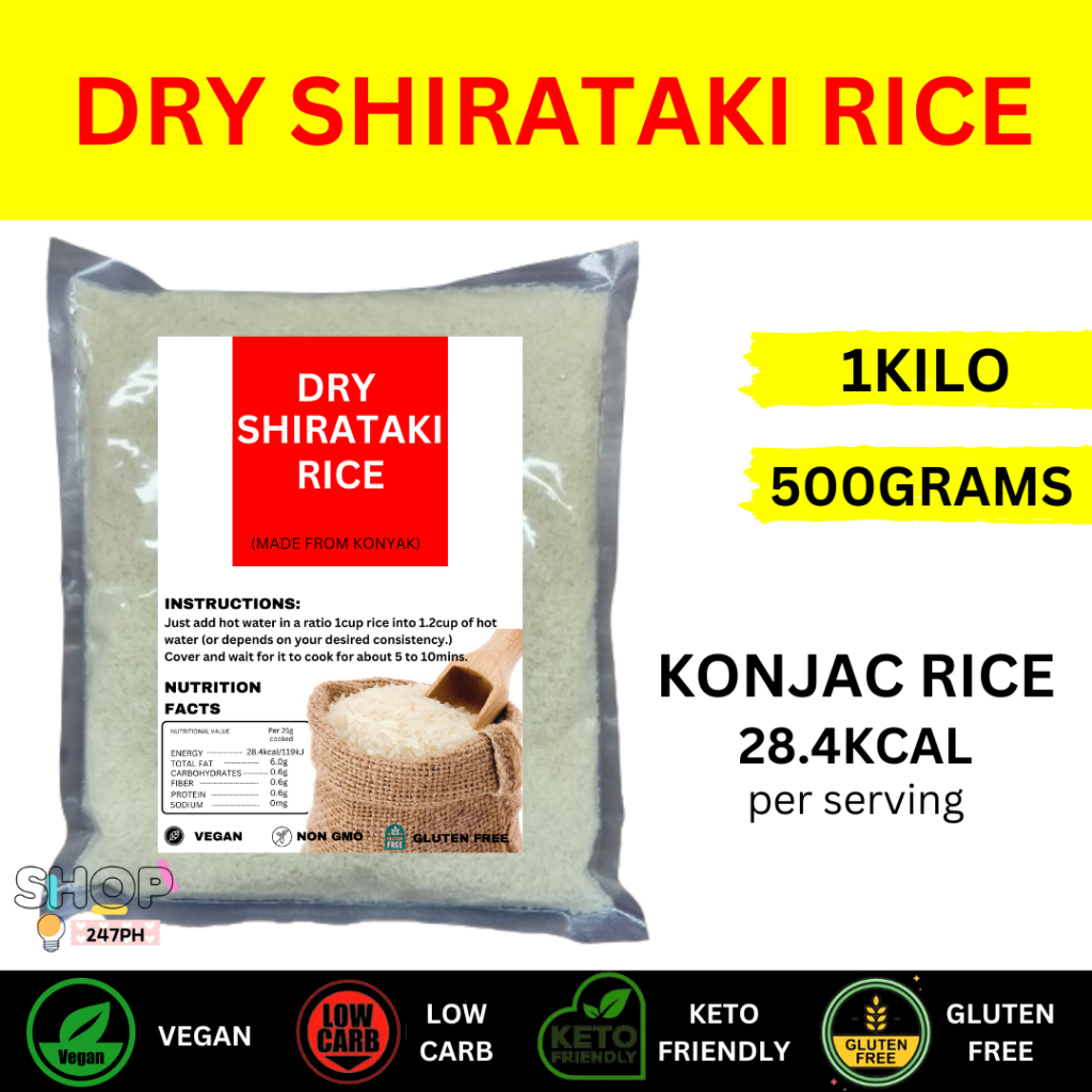 Shirataki Rice 1kg Shiratake Dried Rice Low Carb Product Konjac Rice ...