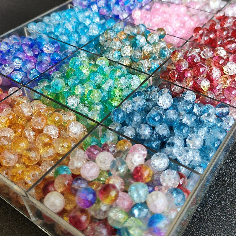 GIFTER 8MM 50PCS 2-color gradient explosion beads crack ice crack loose ...