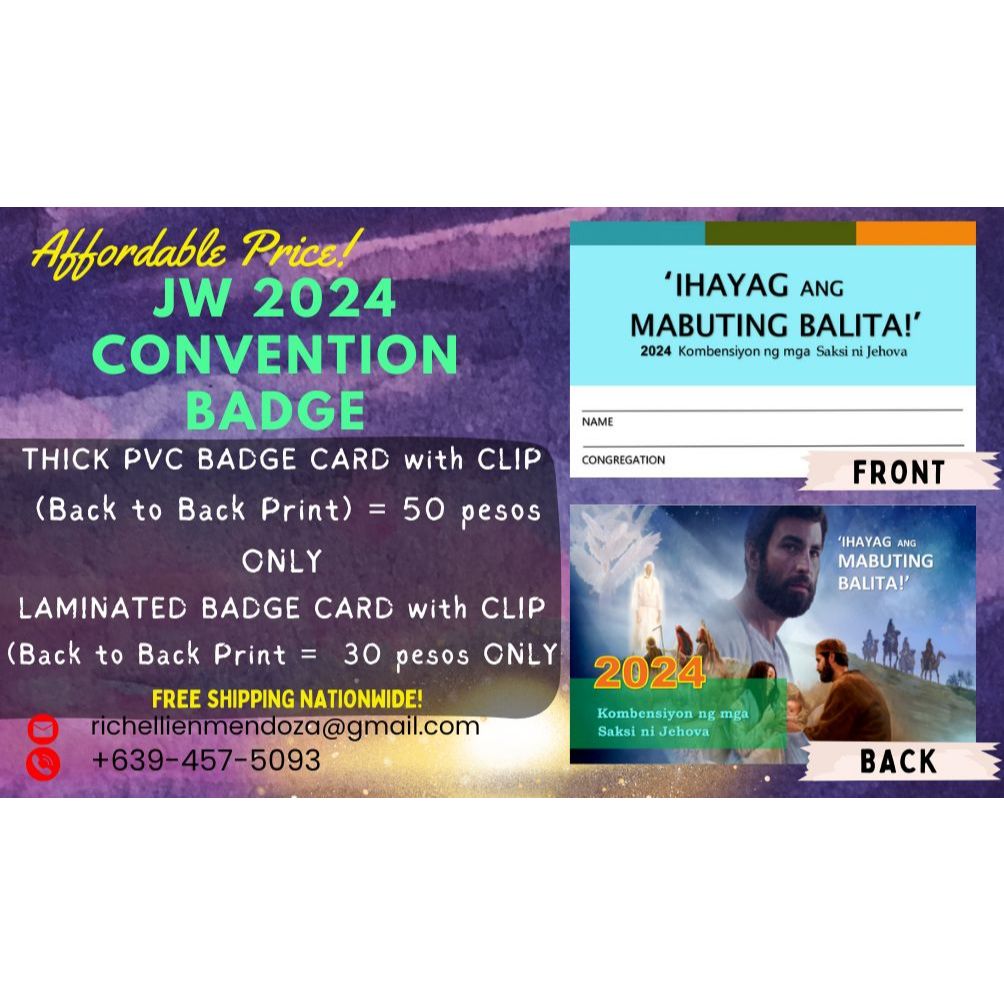 JW BADGE CARD AFFORDABLE 2024 JW Regional Convention PVC and Laminated ...