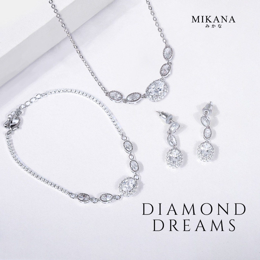 Mikana Party Diamond Dreams Jewelry Set White Gold Plated necklace earrings  bracelet for women gift
