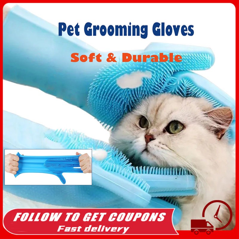 Pet Dog Cat Bathing Gloves Brush Anti-scratch Anti-bite Silicone ...