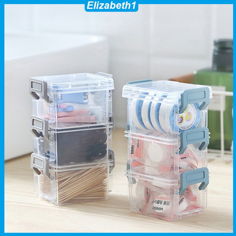 3Pcs/set Transparent Storage Box with Cover Desktop Organizer Box ...