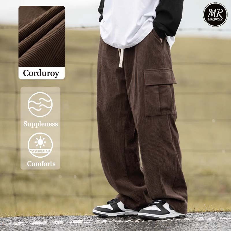 Cargo Pants For Men Corduroy Pants wide leg Loose Baggy Jogger Pants ...
