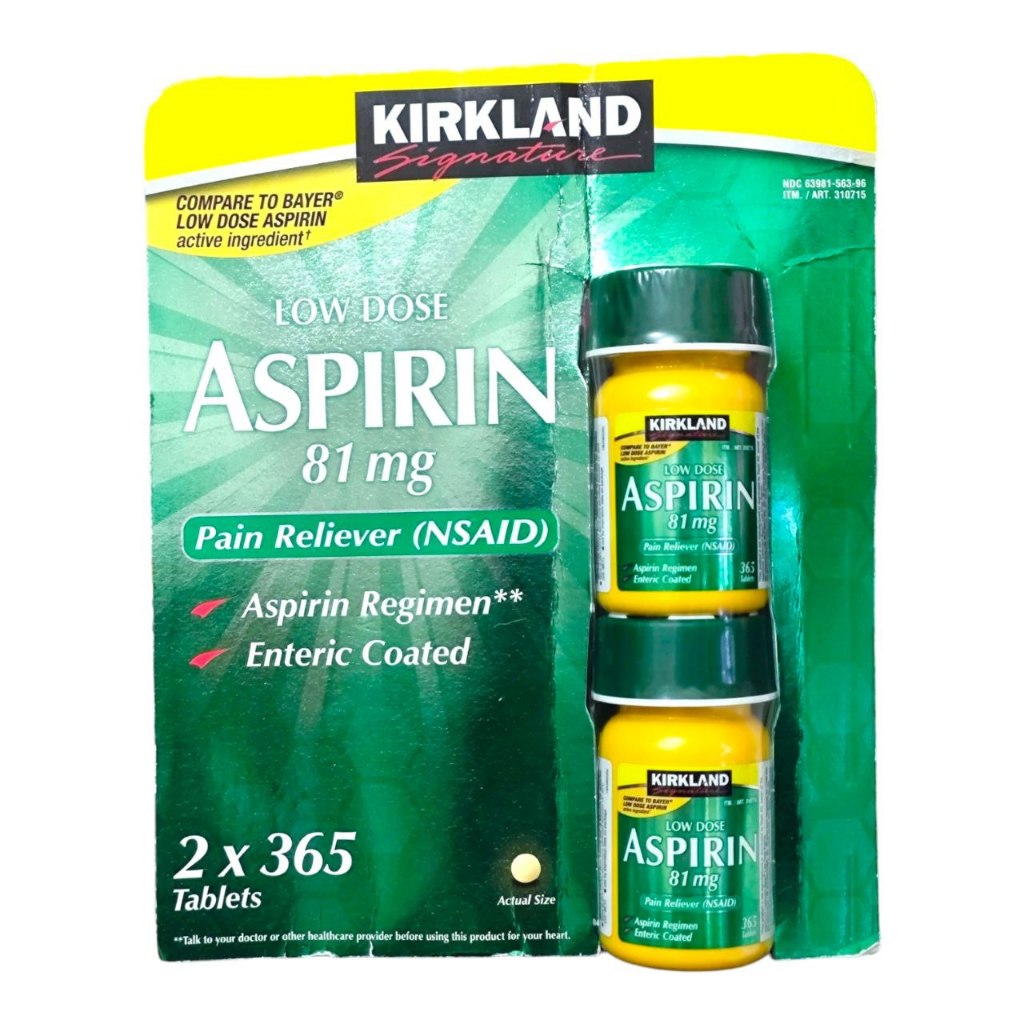 Kirkland Signature Low Dose Aspirin 81 mg Pain Reliever (2 x 365) 730