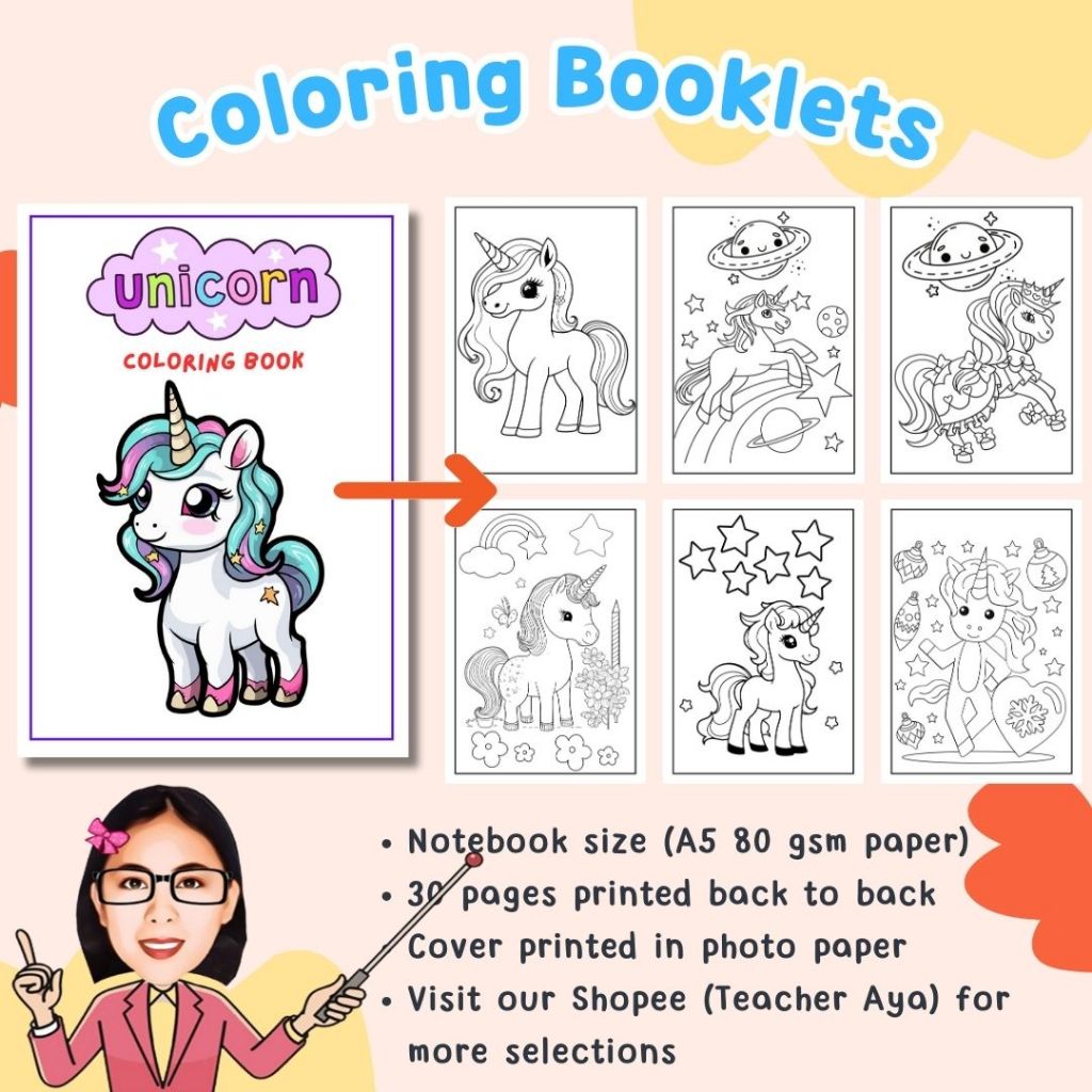 Unicorn Characters Coloring Booklets for kids | Shopee Philippines