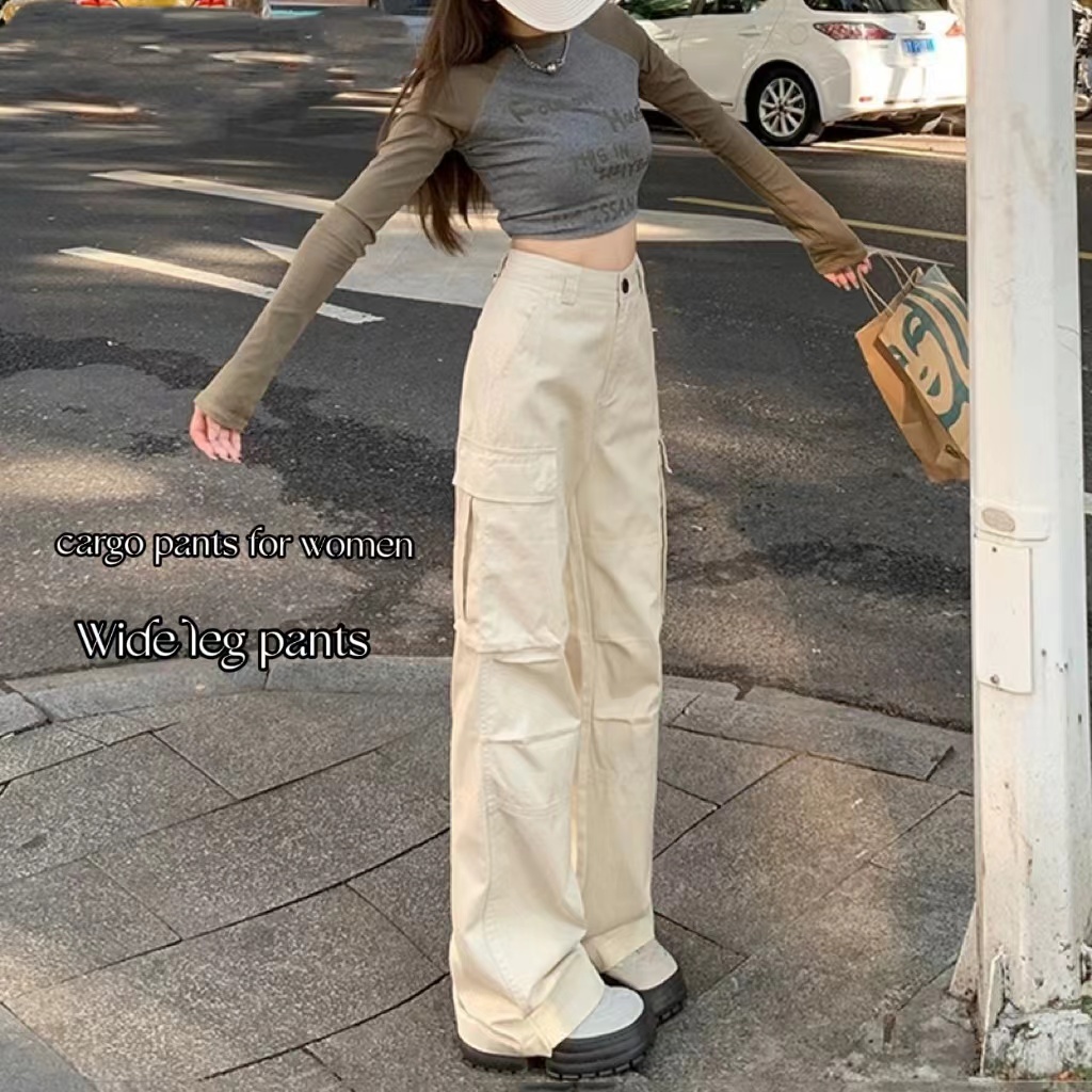 Cargo pants for women Baggy pants high waist 6 Pockets straight cut Mom ...