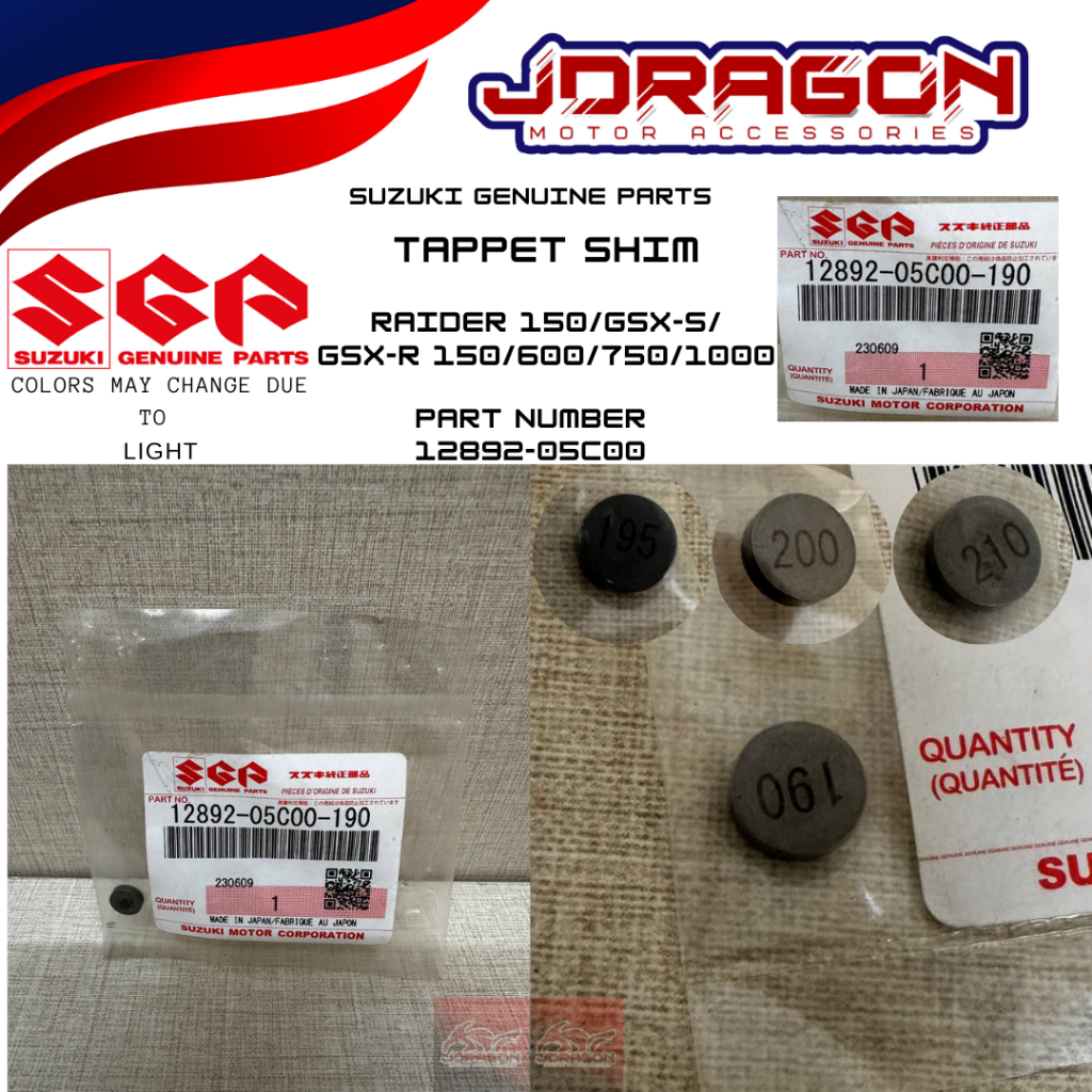 SGP TAPPET SHIM (RAIDER 150/GSXS/GSXR/150/600/750/1000 GENUINE 12892