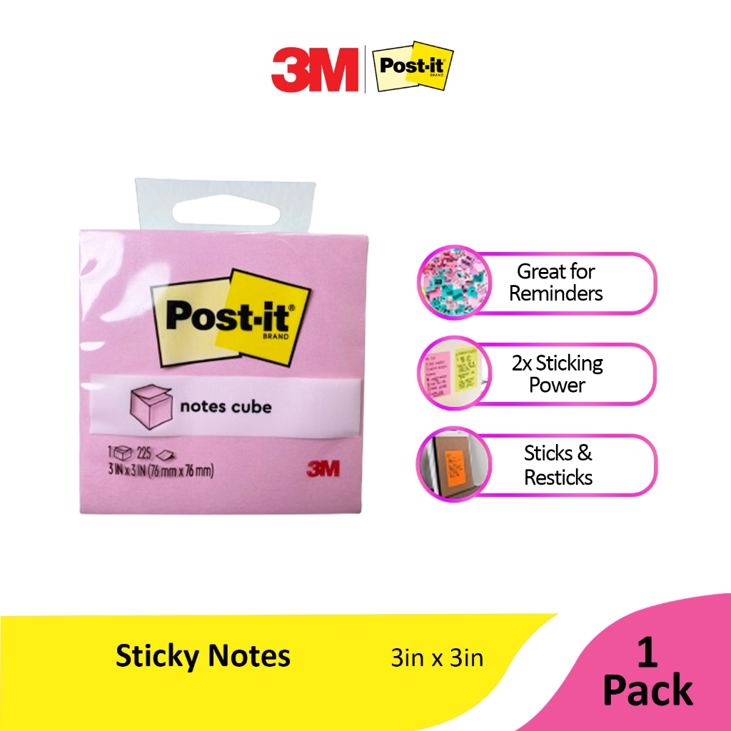 3M Post-it Sticky Notes cubes 654 Pastel 3x3, 225 sheets | Shopee ...