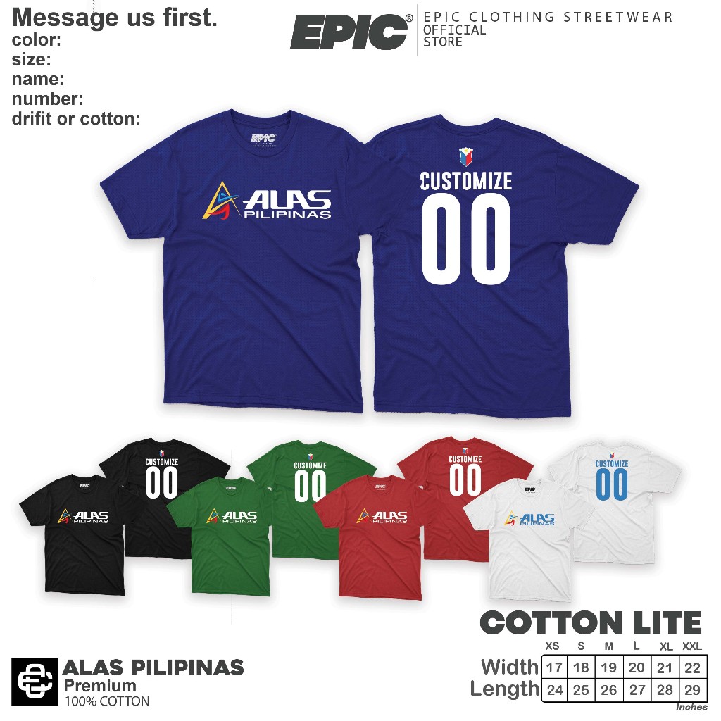 ALAS PILIPINAS SHIRT - AVAILABLE IN COTTON and DRIFIT - ASIAN SIZE ...