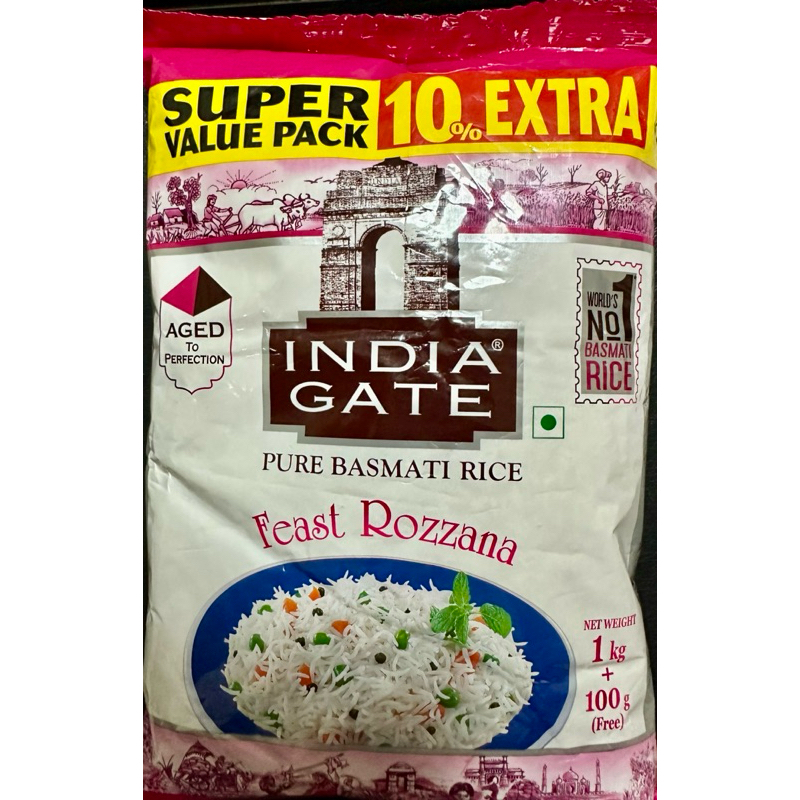India Gate Basmati Rice Feast Rozzana From India (1kg plus 100g} W/Free ...