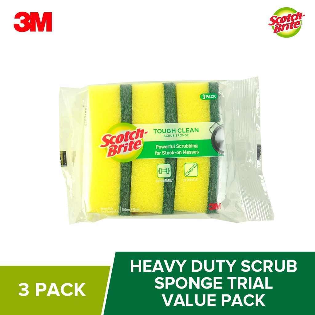 3M SCOTCH BRITE TOUGH CLEAN SCRUB SPONGE VALUE PACK (3 PCS PER PACK ...