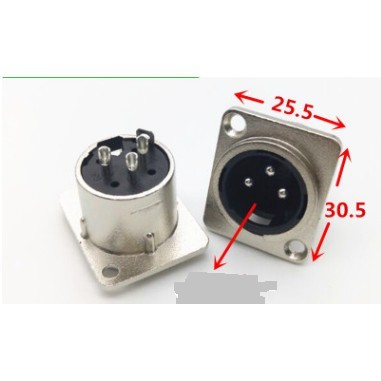 1 PC Male XLR Microphone Socket Audio Connector Jack 3 pins 25.5*30mm ...