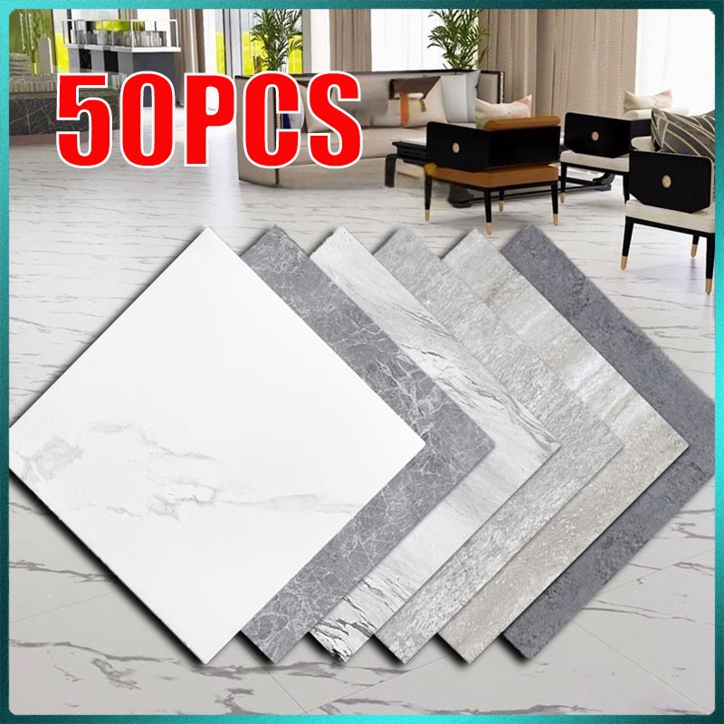 50pcs 45x45cm floor sticker vinyl tile flooring self adhesiv waterproof ...