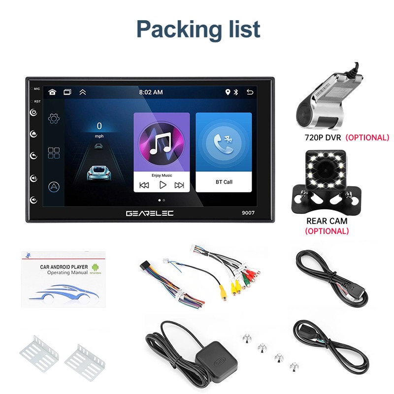 GEARELEC Universal Android Car Radio Bluetooth/GPS/FM Touch Screen Car Head Unit 10/9/7 Inch