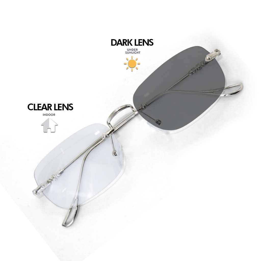 Kawayi Photochromic Rimless Style Anti-radiation Glasses for Men Women ...