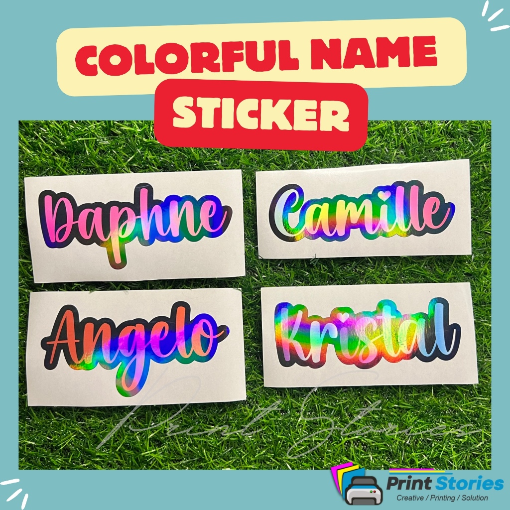 Customized Colorful Name Sticker - Vinyl,Waterproof Sticker, For ...