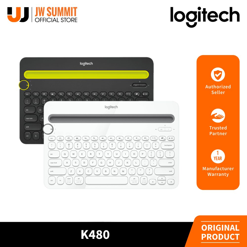 Logitech K480 Bluetooth, Dial Switch Multi-Device, Wireless Keyboard ...