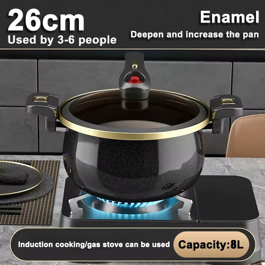 8L Lid Non Stick Soup Pot With Cover Big Soup Pot For Gas Stove Cooker