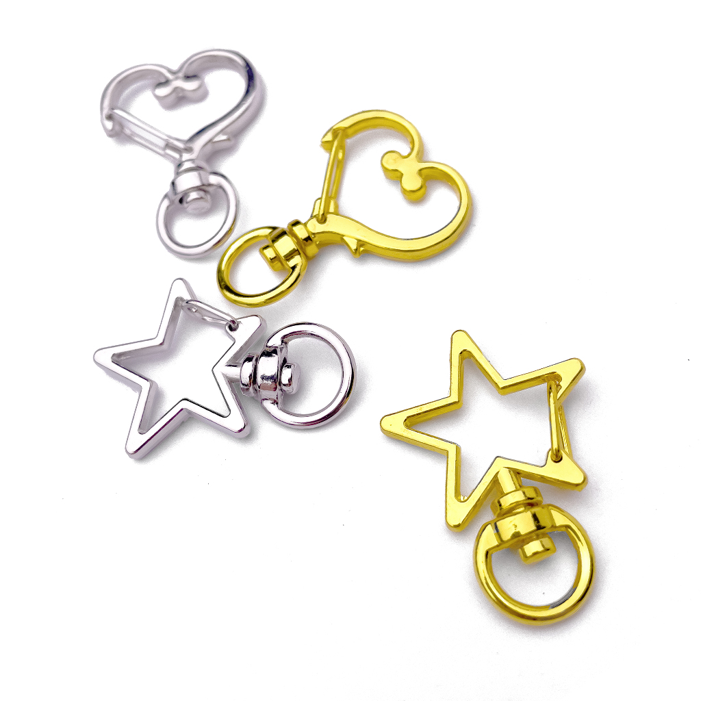 Star Heart Keychain Charm Holder with Swivel Key Chain Accessory ...