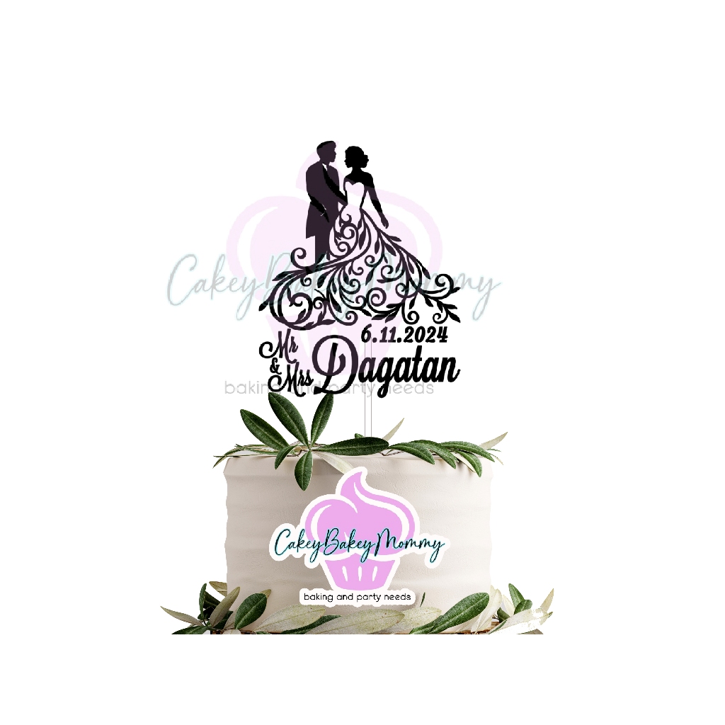 Bride and Groom Mr & Mrs Personalized Wedding Cake Topper | Shopee ...