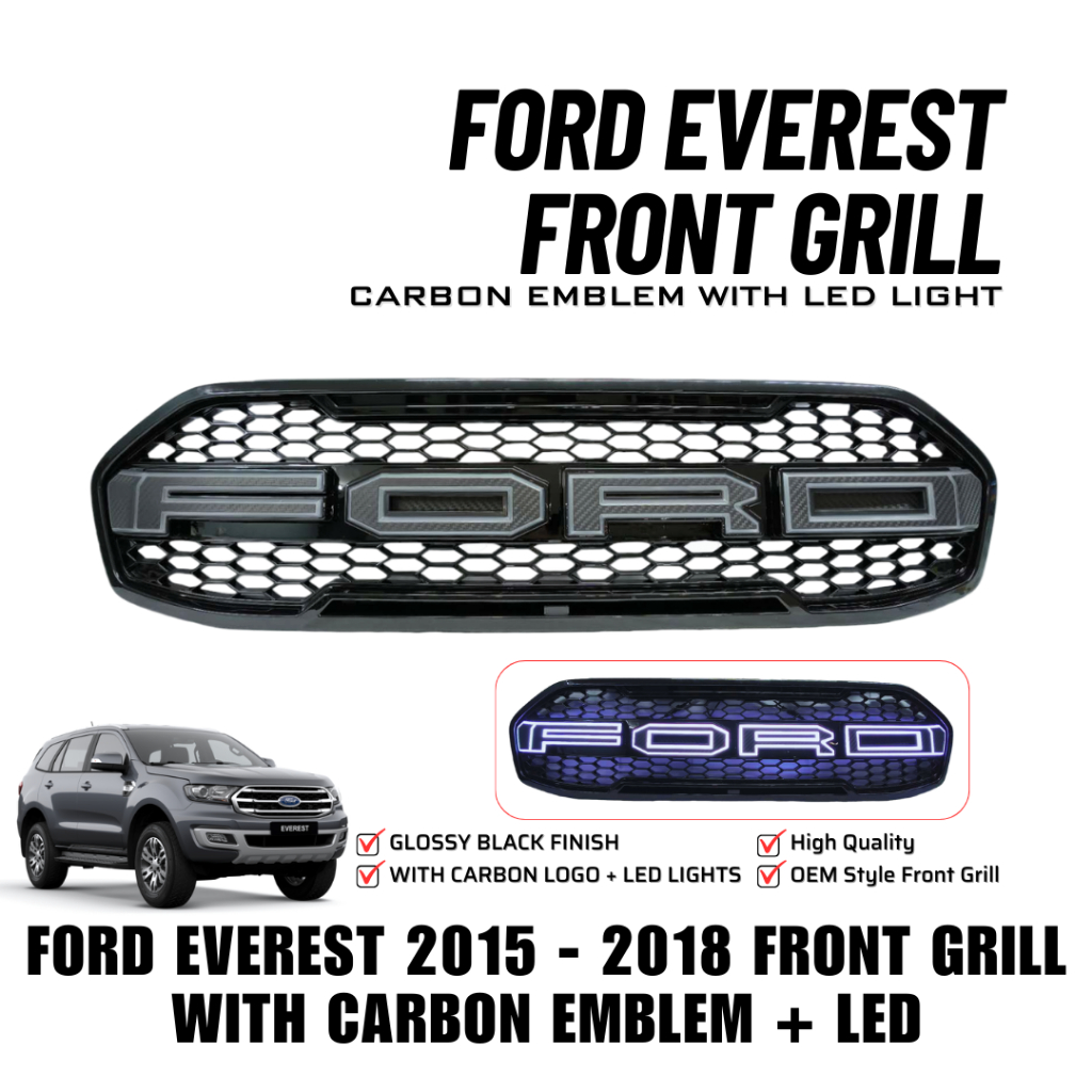 GCA Ford Everest 2015-2018 Front Grille / Front Grill with Carbon Logo ...