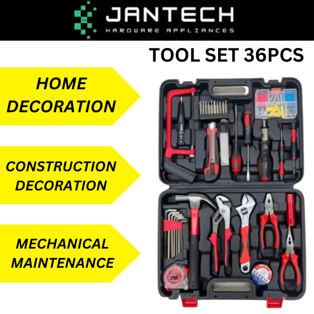 JANTECH 36Pcs Tools Set Professional Hardware Home Repair Set Tool ...