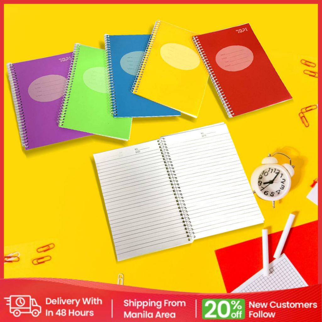 SPIRAL NOTEBOOK NEON COMPOSITION 80leaves Assorted Colors 10pcs per ...