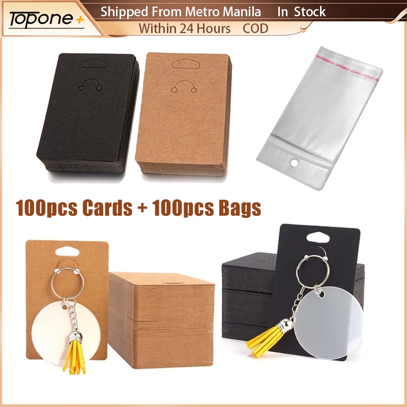 100pcs Keychain Display Kraft Card Jewelry Display Card with Self ...