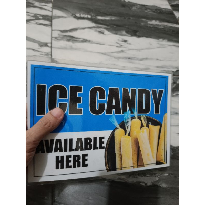 LAMINATED SIGNAGES A4/5R size 125 microns ice candy, ice, yelo, mineral ...