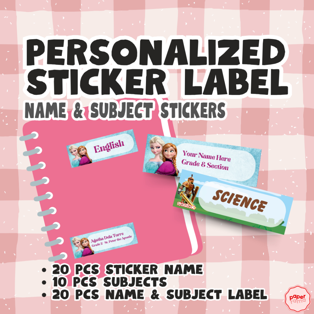 Personalized School Sticker Label (Name & Subject) | Shopee Philippines