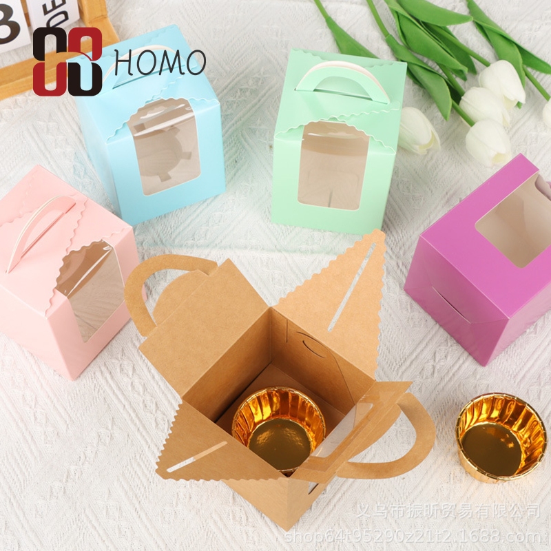 Pastry Box Kraft Paper Box Reusable Cake Box Candy Cookie Gift Box With ...