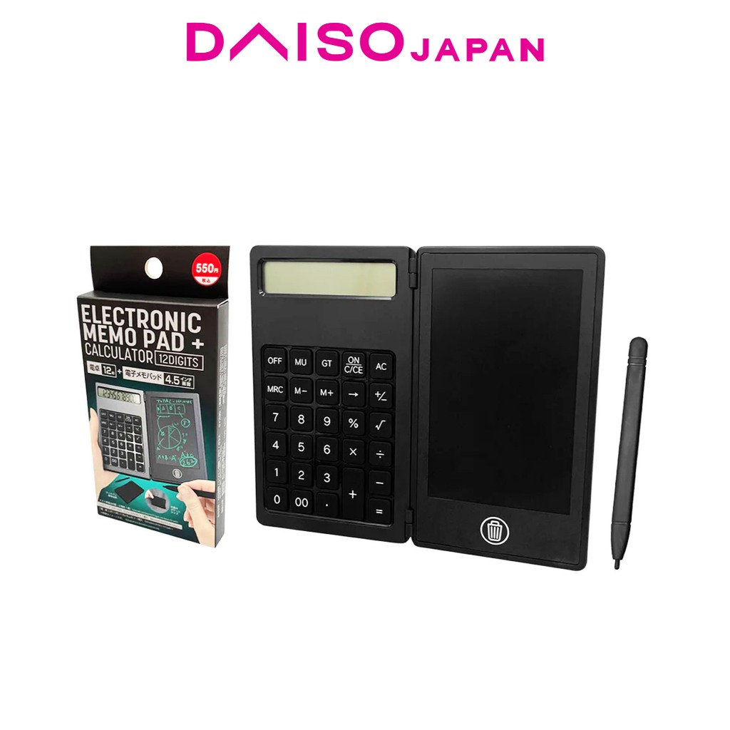 Daiso Mini Calculator with Electronic Memo Pad (Black) Shopee Philippines