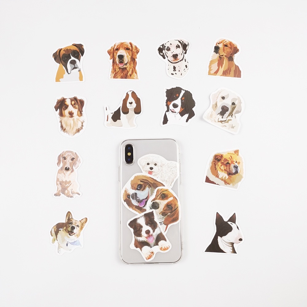 50Pcs Funny cute cartoon Dogs Emoji Stickers DIY Waterproof Doodle ...