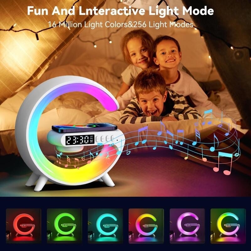 Speaker Desk Lamp 4-in-1 LED Ambient Light RGB Wireless Charger More ...