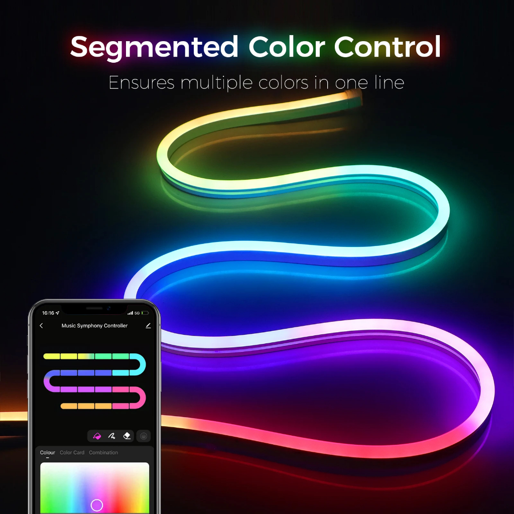 TUYA Neon LED Strip Lights Silicone Neon Rope Light with Music Sync ...