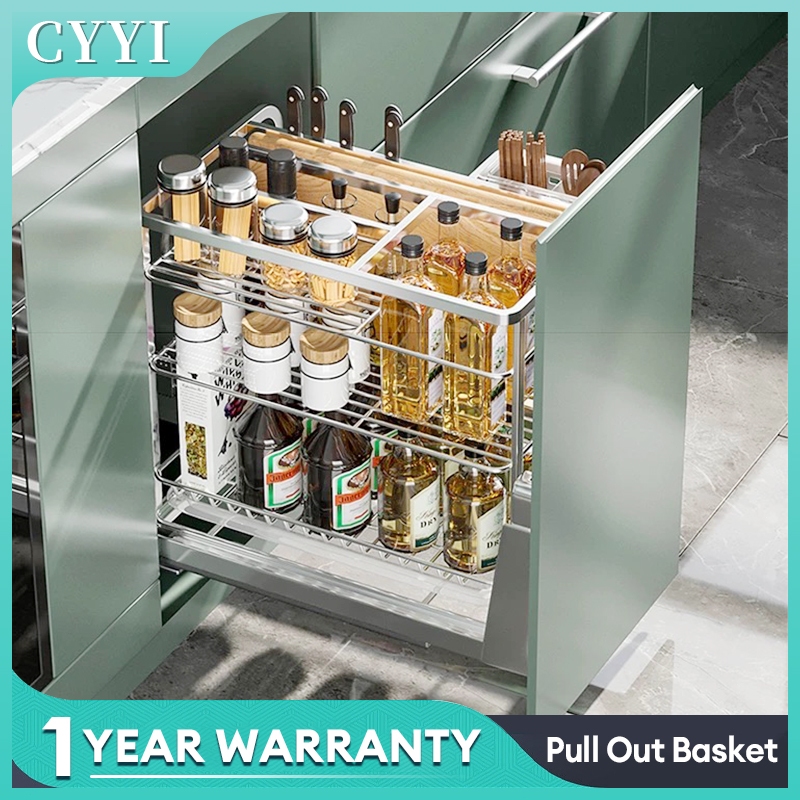 Cyyi Stainless Pull Out Kitchen Condiments Racks Organizer