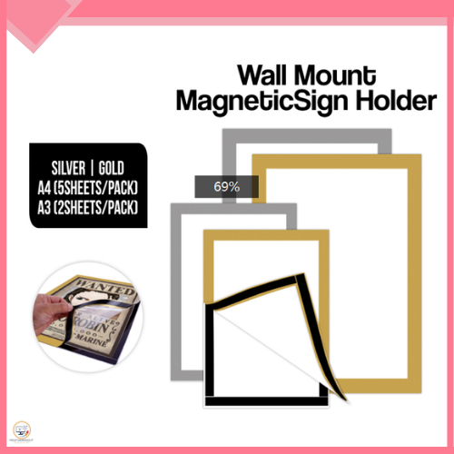 Gold | Silver Wall Mount Magnetic Sign Holder A4/A3 Size | Shopee ...