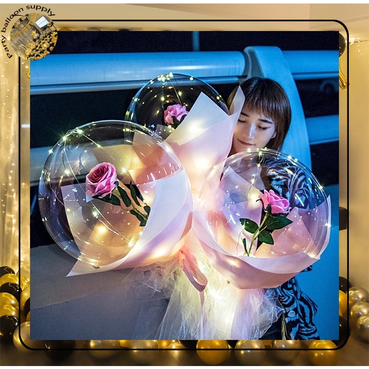 Balloon LED Rose Bouquet Bobo Luminous Balloons Birthday Party Luminous ...