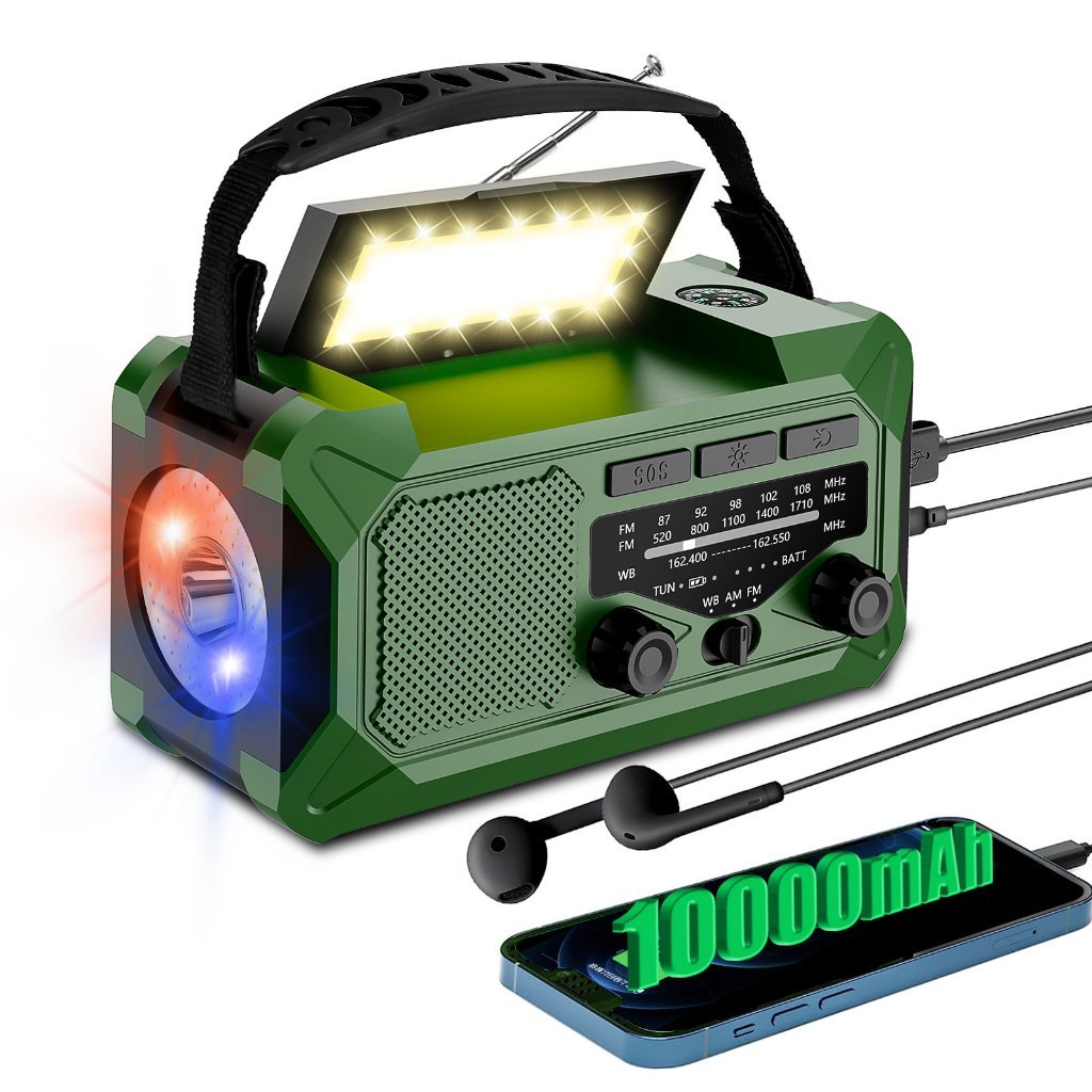 Portable Solar Radio Am Fm Rechargeable with Flashlight 10000mAh ...
